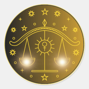 Libra Zodiac Emblem Minimal Celestial Symbol Classic Round Sticker