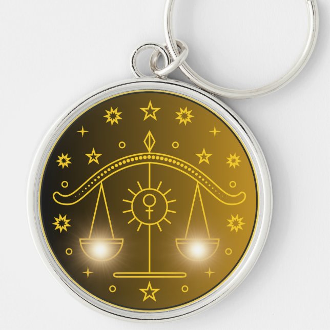 Libra Zodiac Emblem | Minimal Celestial Symbol Keychain (Front)