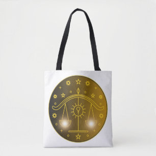 Libra Zodiac Emblem   Minimal Celestial Symbol Tote Bag