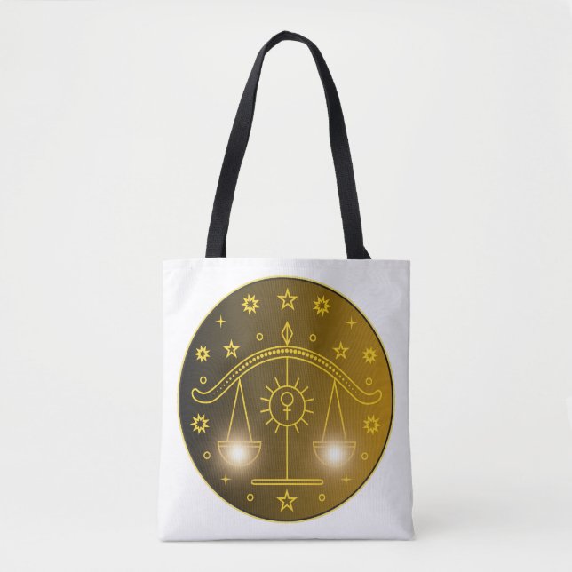 Libra Zodiac Emblem | Minimal Celestial Symbol Tote Bag (Front)
