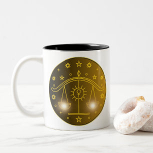 Libra Zodiac Emblem Minimal Celestial Symbol Two-Tone Coffee Mug