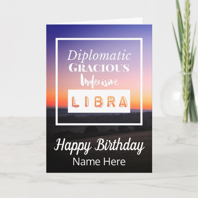 Libra Zodiac Fun Characteristics Birthday Card (Front)