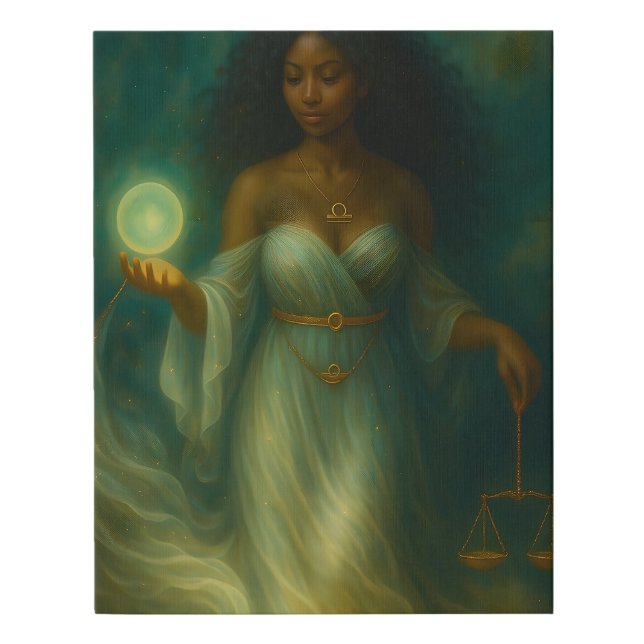 Libra Zodiac Goddess Art | Mystical Astrology Faux Canvas Print (Front)