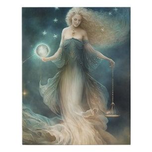 Libra Zodiac Goddess Art   Mystical Astrology Faux Canvas Print