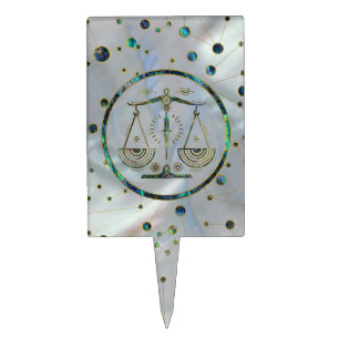 Libra Zodiac Gold Abalone on Constellation Cake Topper