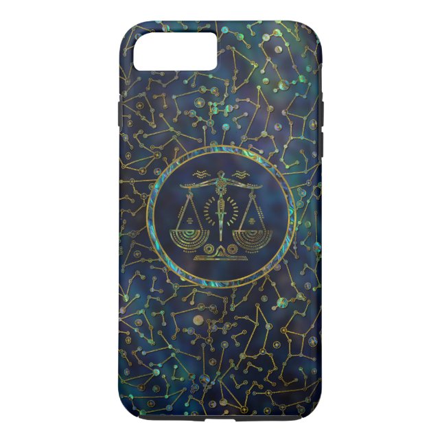 Libra Zodiac Gold Abalone on Constellation Case-Mate iPhone Case (Back)