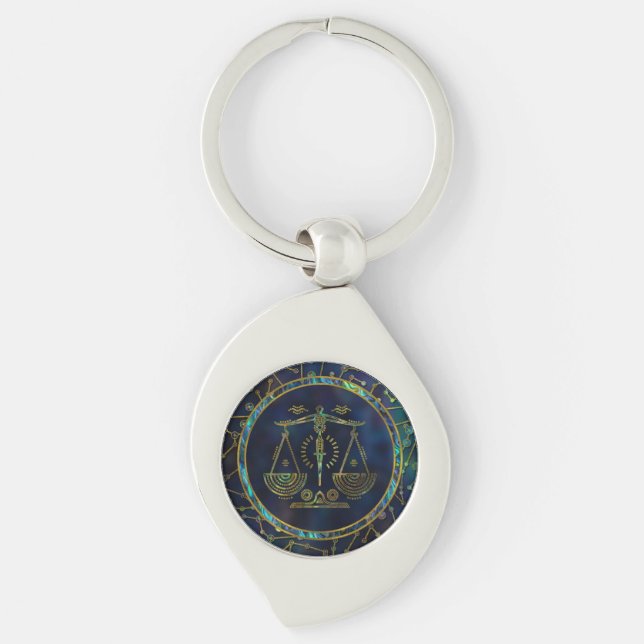 Libra Zodiac Gold Abalone on Constellation Keychain (Front)