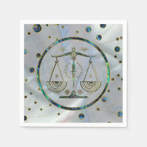 Libra Zodiac Gold Abalone on Constellation Napkins