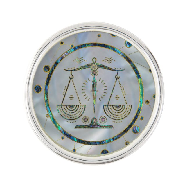 Libra Zodiac Gold Abalone on Constellation Pin (Front)