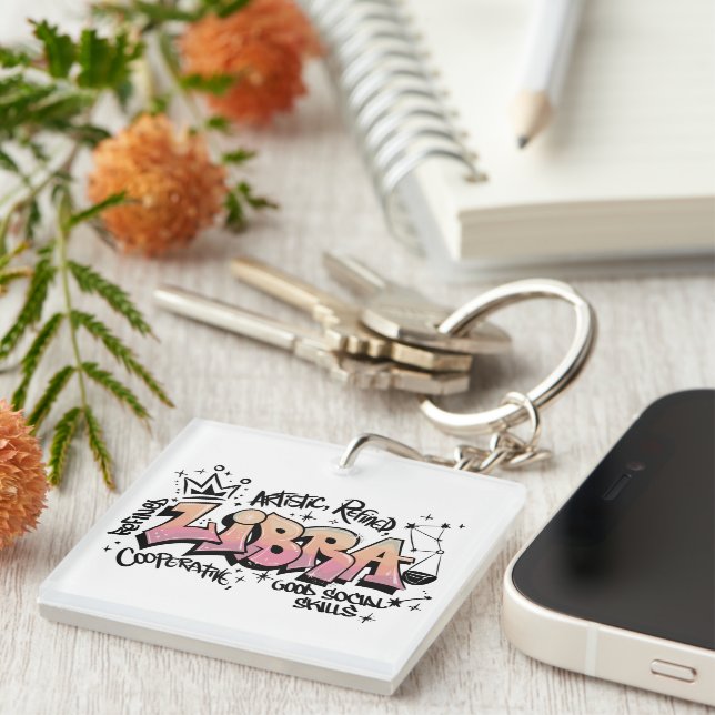 Libra Zodiac Graffiti  Keychain (Front Right)