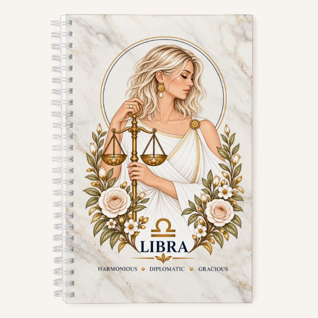 Libra Zodiac Hardbound Journal (Front)