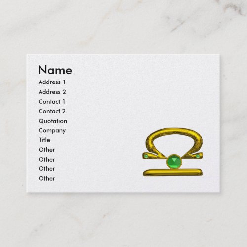 LIBRA  ZODIAC JEWEL Gold Green Emerald Pearl Business Card