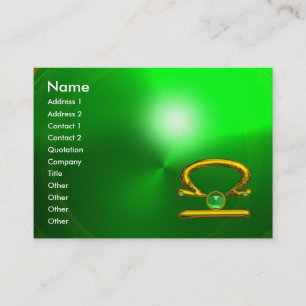 LIBRA ZODIAC JEWEL Green Emerald & Gold Business Card