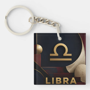 Libra Zodiac Luxury Celestial Astrology Gift Keychain