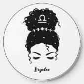 Libra zodiac messy bun eyebrows personalized wireless charger  (Front)