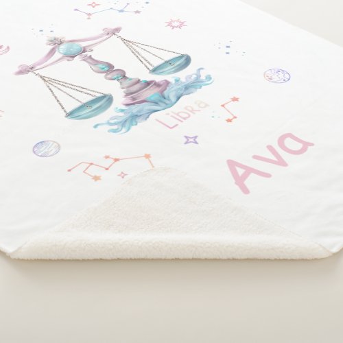 Libra Zodiac Name Sherpa Blanket