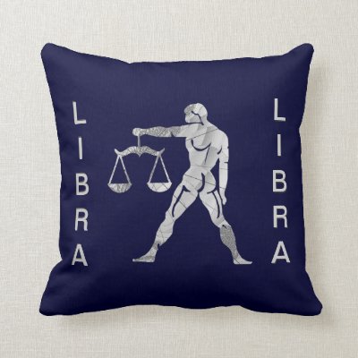 Libra Zodiac Navy Blue American Mojo Pillow