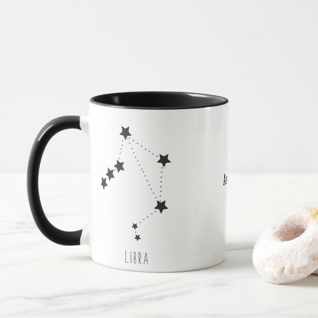Libra Zodiac October Birthday Personalize Name Mug (With Donut)