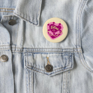 Libra Zodiac Pastel Heart Birthday Cake Button
