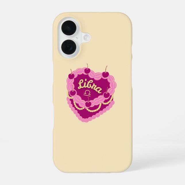 Libra Zodiac Pastel Heart Birthday Cake iPhone Case (Back)