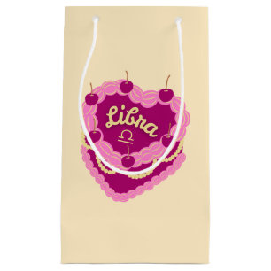 Libra Zodiac Pastel Heart Birthday Cake Small Gift Bag