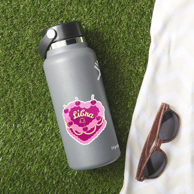 Libra Zodiac Pastel Heart Birthday Cake Sticker (HydroFlask Insitu)
