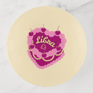 Libra Zodiac Pastel Heart Birthday Cake Trinket Tray