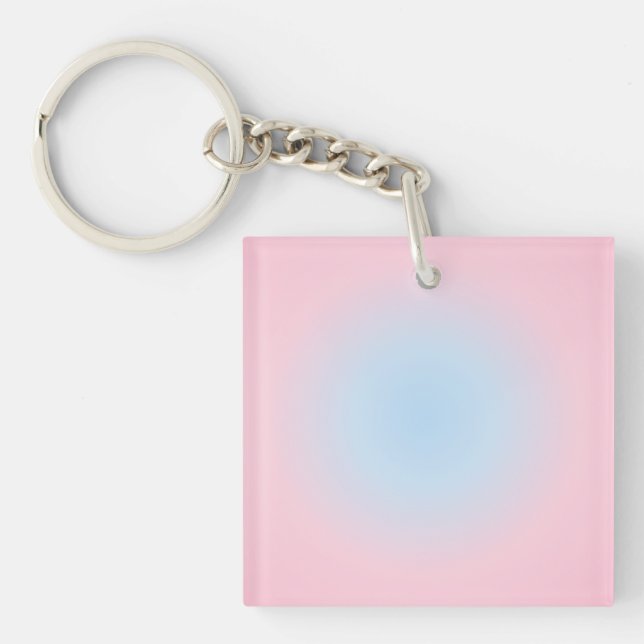 Libra Zodiac, Pink Blue Aura Gradient Keychain (Front)