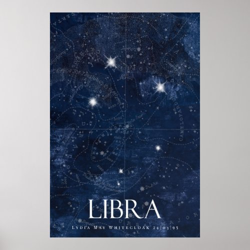 Libra Zodiac Poster with name star sign zodiac