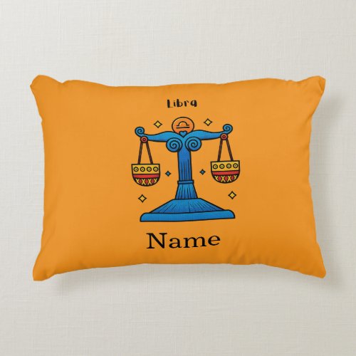 Libra Zodiac Retro Pop Art - Personalized Gift Accent Pillow