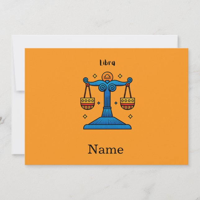 Libra Zodiac Retro Pop Art - Personalized Gift Invitation (Front)
