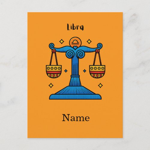 Libra Zodiac Retro Pop Art - Personalized Gift Postcard