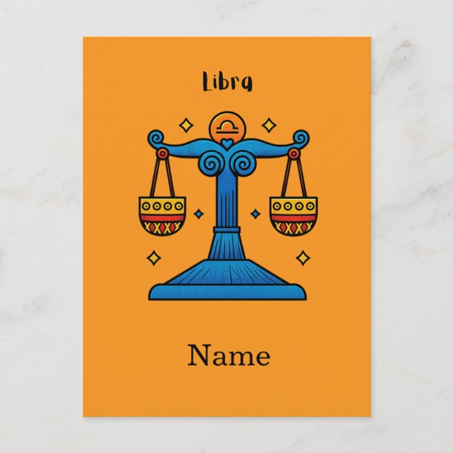 Libra Zodiac Retro Pop Art - Personalized Gift Postcard (Front)