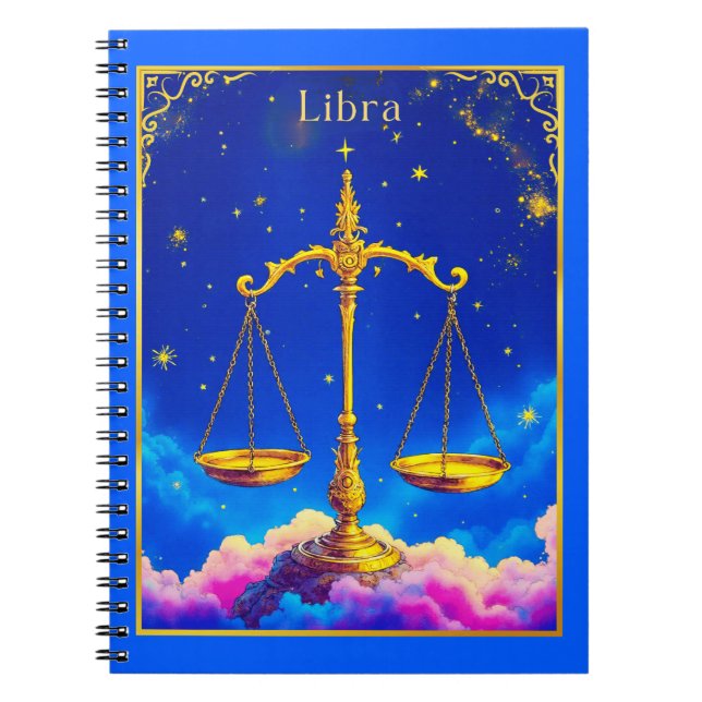 Libra Zodiac Scales in a Star-Filled Sky Notebook (Front)