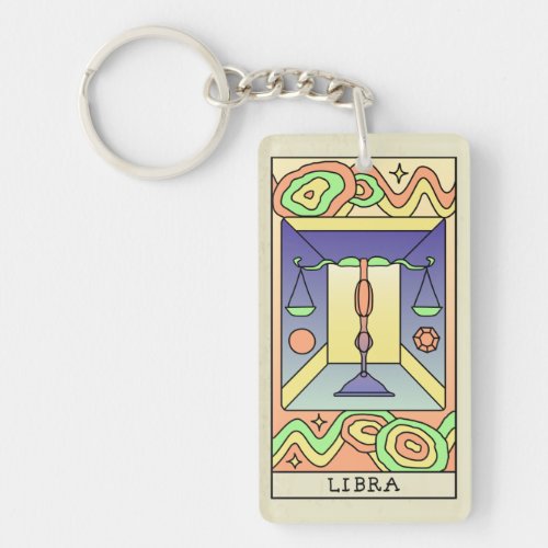 Libra Zodiac Sign Abstract Art Vintage Keychain