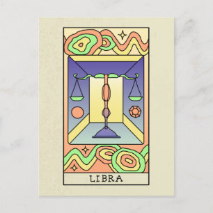 Libra Zodiac Sign Abstract Art Vintage Postcard