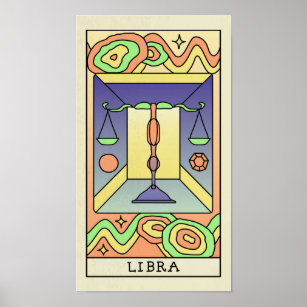 Libra Zodiac Sign Abstract Art Vintage Poster
