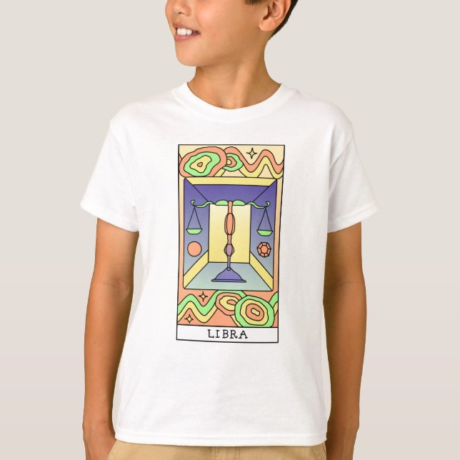 Libra Zodiac Sign Abstract Art Vintage T-Shirt (Front)