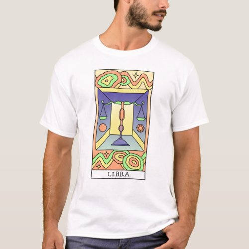 Libra Zodiac Sign Abstract Art Vintage T_Shirt