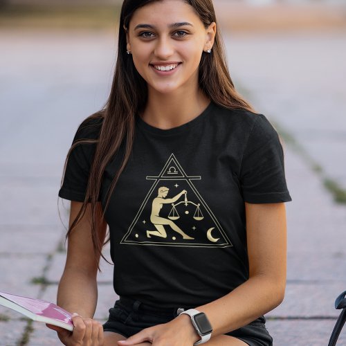 Libra Zodiac Sign Air Element in Gold T_Shirt