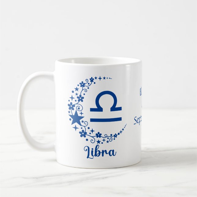 Libra Zodiac Sign Astrology Birthday Blue White  Coffee Mug (Left)