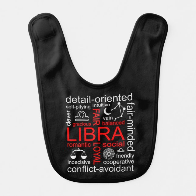 Libra Zodiac Sign Baby Bib (Front)