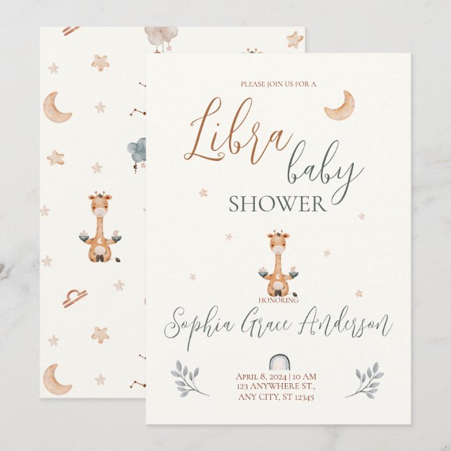 Libra Zodiac sign baby shower Invitation (Front/Back)