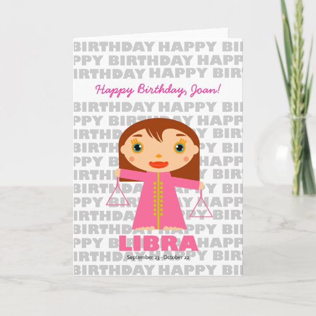 Libra Zodiac Sign Birthday Card (Front)