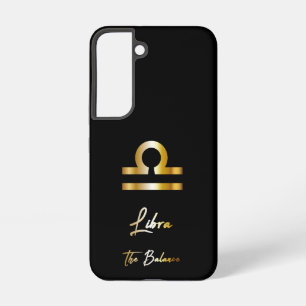 Libra Zodiac Sign, Black & Gold  Samsung Galaxy S22 Case