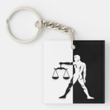 Libra Zodiac Sign, Black & White Keychain