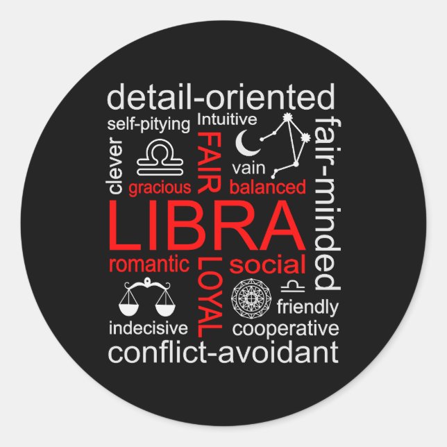 Libra Zodiac Sign Classic Round Sticker (Front)