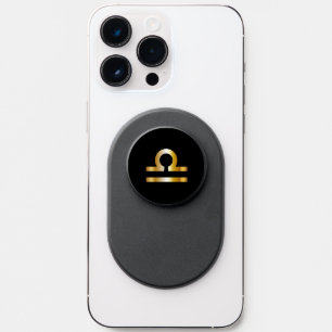 Libra Zodiac Sign Gold-Black Phone PopSocket
