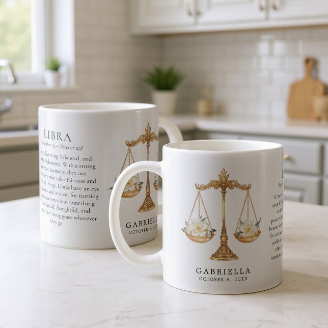 Libra Zodiac Sign Horoscope Personalized Gift Coffee Mug (Creator Uploaded)