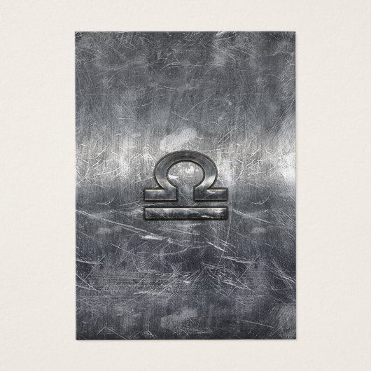 Libra Zodiac Sign in silver grunge steel style (Front)